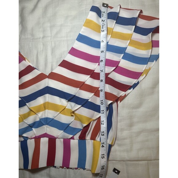 COLOR ME COURTNEY Holly Ruffle Colorful Rainbow Crop Top 4 - Picture 9 of 12